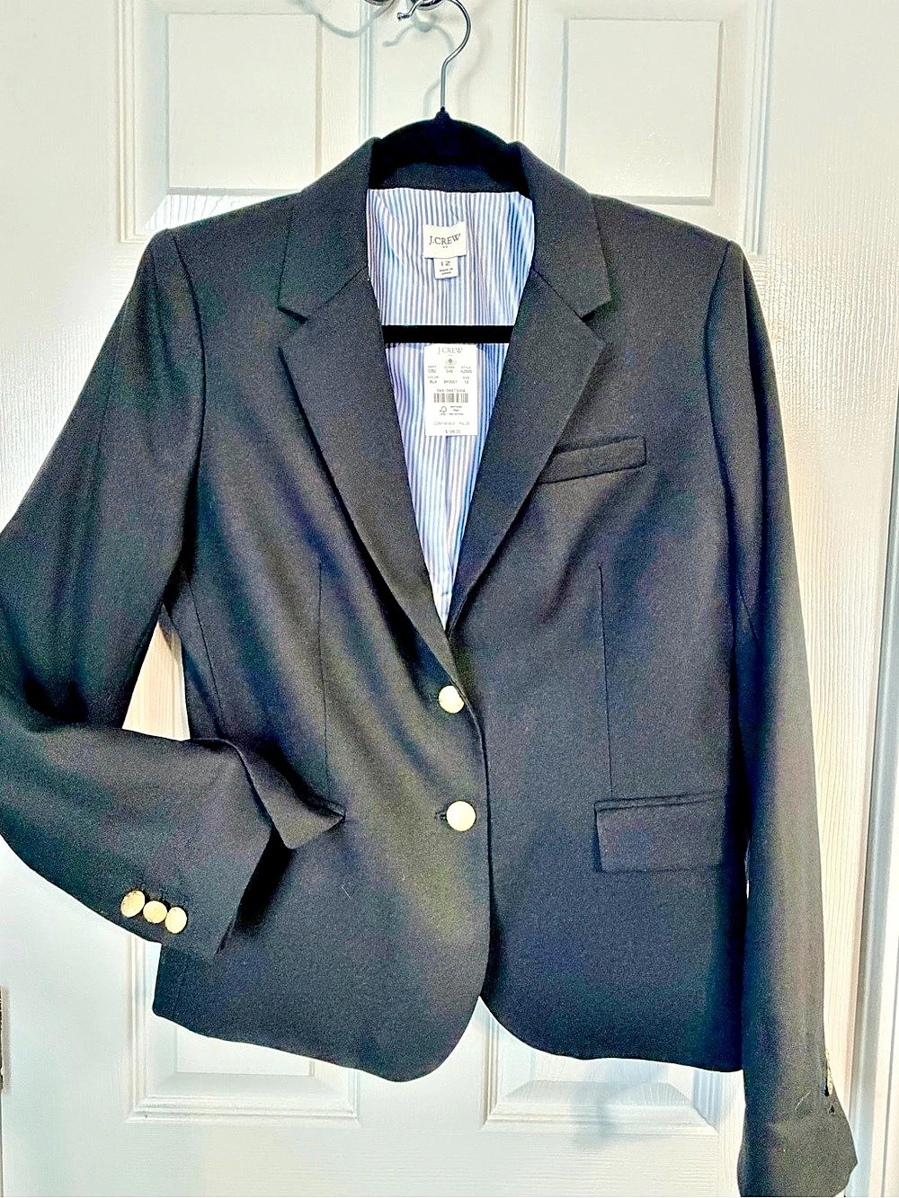 J.Crew Original Schoolboy Blazer Wool Blend Blazer in Black Size 12 New w/tag
